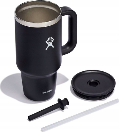 Tumbler udhëtimi Hydro Flask 32oz, çelik inox, BPA Free, i zi