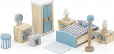 Set mobiljesh dhomë gjumi për shtëpi kukullash Viga Toys PolarB, dru, ngjyra pastel