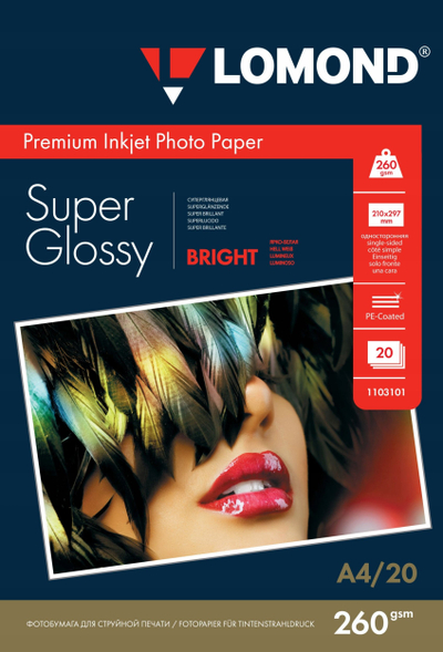 Letër fotografike Lomond Premium Super Glossy, A4, 260 g/m², 20 fletë, e bardhë