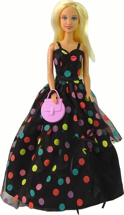 Kukull Leantoys Lucy, fustan me pika, e zezë
