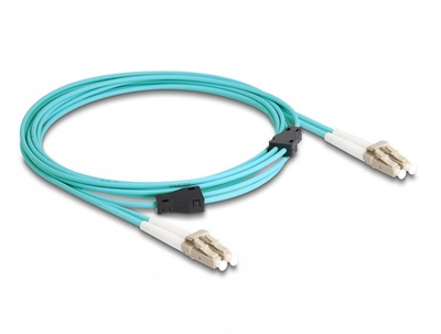 Kabllo optike Delock LC LC OM3, 3m, duplex multi mode, aqua