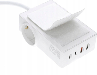 Prizë tavoline 4smarts 6 in 1 Desk GaN, 65W, 2x USB-C 2x USB-A, e bardhë