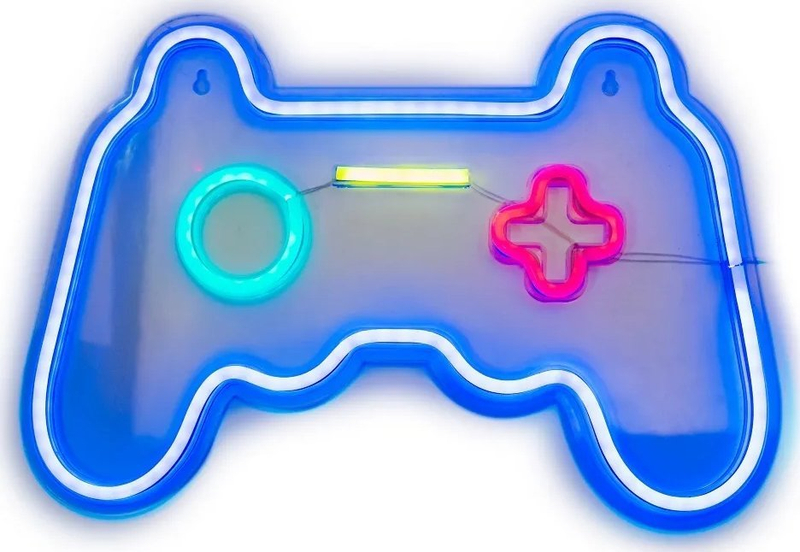 Dritë murale LED Neon Gamepad, formë kontrolleri, USB, shumëngjyrëshe
