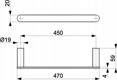Mbajtëse peshqiri KFA 864-026-81, 45 cm, çelik inox, e zezë mat
