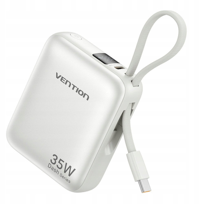 Powerbank Vention Mini, 10000mAh, 35W, USB‑C, bezhë