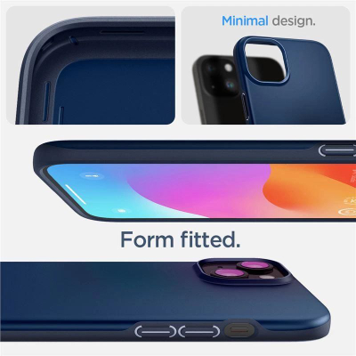 Këllëf telefoni Spigen Thin Fit për iPhone 15 Plus, blu navy