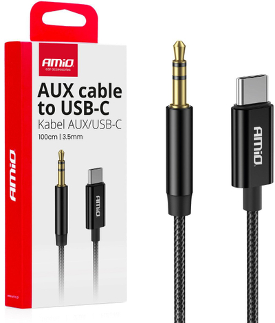 Kabllo audio Amio USB C në 3.5mm, 1m, e zezë