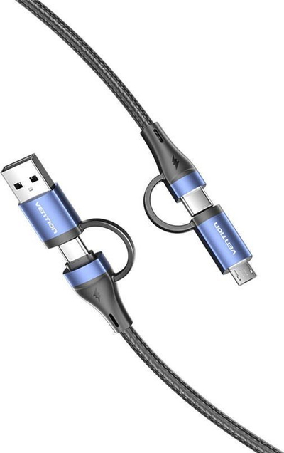 Kabllo USB Vention CTLLH, 4 në 1, 1m, 100W, e zezë