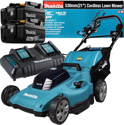 Kositëse bari Makita DLM539, pa kabllo, 53 cm, me 2 bateri 18V, blu