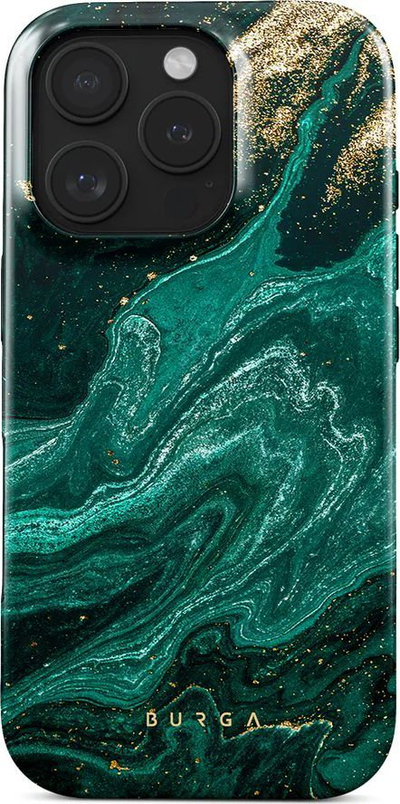 Mbulesë telefoni Burga Emerald Pool Tough MagSafe për iPhone 16 Pro Max, silikoni dhe plastike, e zezë bezhë