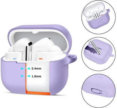 Mbulesë silikoni Tech-Protect me karabinë për Samsung Galaxy Buds 3 3 FE 3 Pro, Lavender