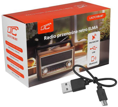 Radio portative LTC Elma Retro BT LXLTC118UBT, FM AM SW, Bluetooth, kafe