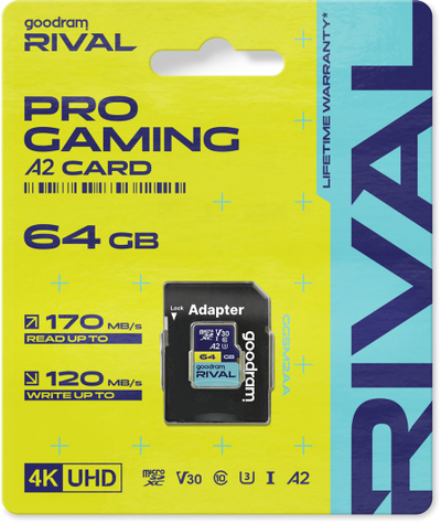 Karta e memories Goodram Rival MicroSDXC 64GB, Class 10, UHS-I/U3, A2, V30