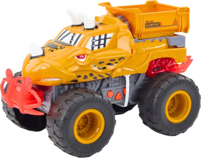 Lodër makinë off-road LEAN Toys, me fërkim, dinosauro, portokalli