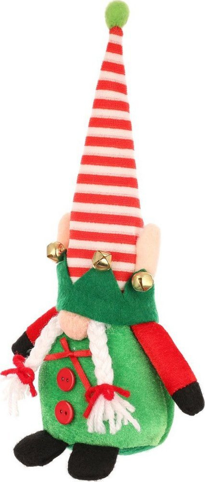 Figurinë zbukuruese Krishtlindjesh Saska Christmas Elf, 28 cm, prej poliesteri, e kuqe me jeshile