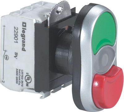 Buton komandues Legrand Osmoz, dyfishtë, 230V, jeshil e kuq