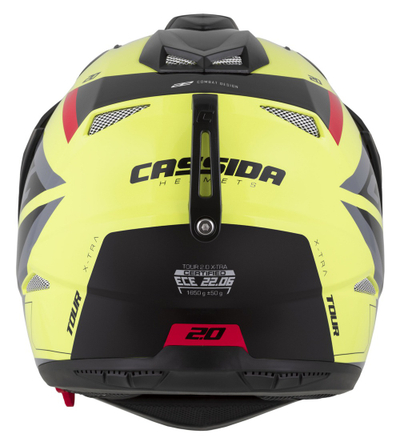 Kaskë moto CASSIDA Tour 2.0 X-tra, Pinlock ready, vizor me diell, e verdhë fluo e zezë e kuqe