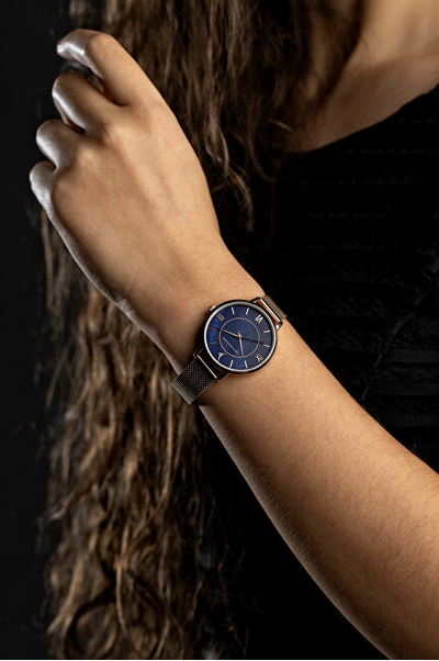 Orë dore për femra Emily Westwood Horizon Hues Mesh Watch EDW-3218, ari rozë