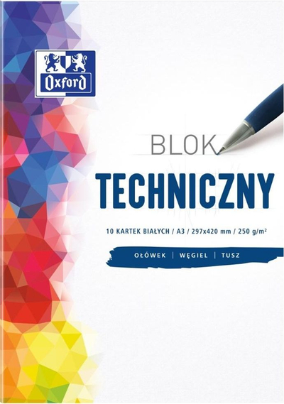 Bllok teknik Oxford Technical Pad A3, 250g, 10 fletë, i bardhë, 10 copë