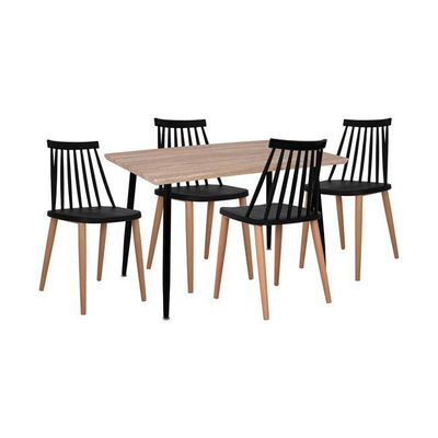 Set tavolina me karrige 5-pjesësh HM11024.02 120×70×76,5 cm, zezë