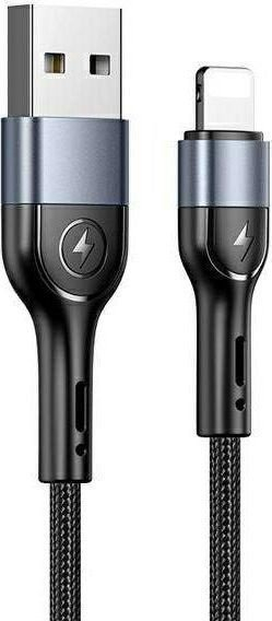 Kabllo USB Usams SJ448ZJ01, USB A me Lightning, 1 m, e zezë