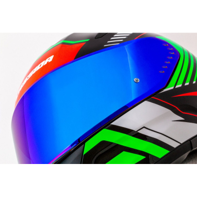 Helmetë moto Cassida Aero DROM, integrale, vizor dielli, e zezë pearl e kuqe jeshile e bardhë