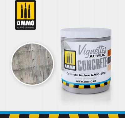 Акрилна паста за диорама Ammo Dioramas &amp; Vignettes 2158, текстура на бетон, 100ml, сива