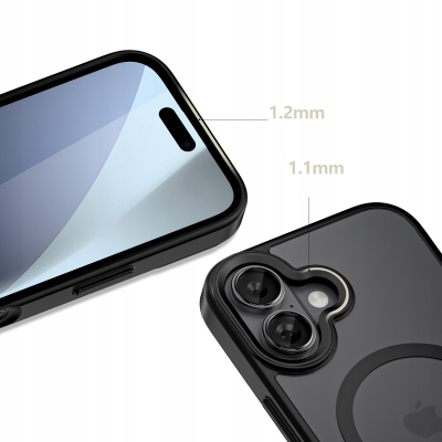 Mbështjellës telefoni Tech-Protect MagMat MagSafe për iPhone 17, TPU dhe polikarbonat, kompatibil me MagSafe, i zi mat