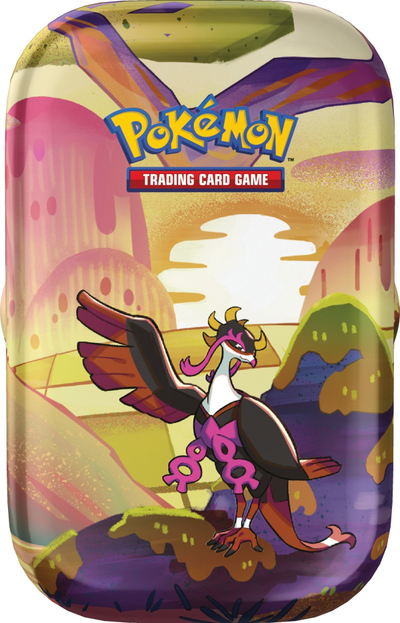 Kuti letra Pokemon TCG Scarlet &amp; Violet 6.5 Shrouded Fable Mini Tin, 2 booster packs, kuti e vogël metalike koleksionuese, me shumë ngjyra