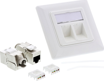 Kuti murale rrjeti InLine 76832A, 2 porta RJ45 CAT 6a, e bardhë