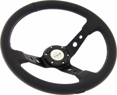 Volan MTuning Steering Wheel Pro 350mm, offset 80mm, lëkurë, i zi