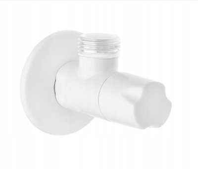 Valvul këndore hidraulike Pa brand Ceramic Head 1/2x1/2, me kokë qeramike, me rozeta, e bardhë
