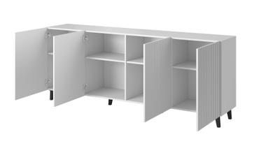Komodë Cama Convenience PAFOS, 200x42x82 cm, front me vija, e bardhë mat