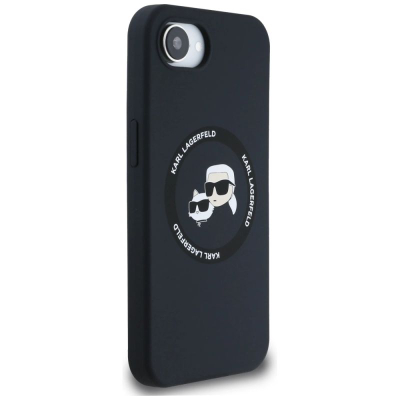 Маса за телефон Karl Lagerfeld KLHMPSE4SKCHTCK, течен силикон, MagSafe, за iPhone 16e 6.1", црна