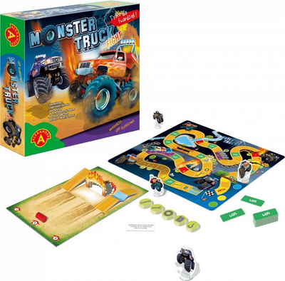 Loja tavoline Alexander Monster Truck Fight, për fëmijë, lojë garash me makina