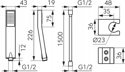 Set dushi Ferro Jive Point, kokë dushi katrore, zorrë 150 cm, ngjyrë ari