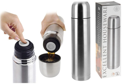 Termos çeliku inox, 1L, i argjendtë