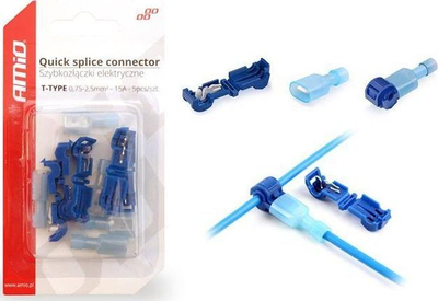 Set konektorësh elektrikë T, 5 copë, deri 15A, të kuq
