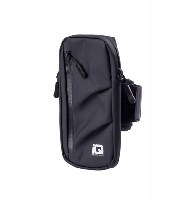 Лента за трчање IQ Running Armband Casyfon, џеб со патент, прилагодлив ремен, црна