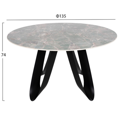 Tavolinë e rrumbullakët Zod Φ135×74 Hcm (HM9852.03), gjelbër/ zezë