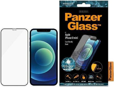 Xham mbrojtës PanzerGlass E2E për iPhone 12 Mini, antibakterial, me kornizë të zezë