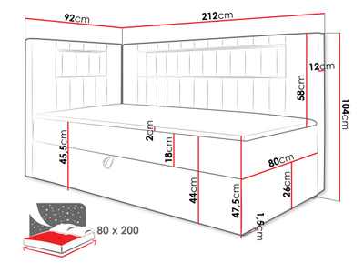Shtrat kontinental 80x200 JUNIOR artë 3, bardhë/ kaftë