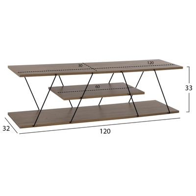 Komodë për TV Tars 120x32x33cm (HM8922.13), gri