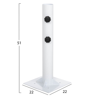Bazë çadre metalike HM6011, diametër 60mm, lartësi 51cm, e bardhë