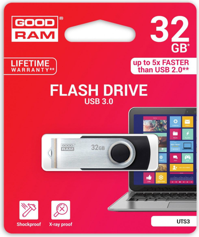 Memorie GoodRam UTS3 32 GB (UTS3-0320K0R11), e zezë dhe argjend 