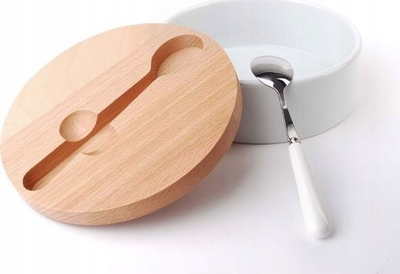 Sheqerkore Affek Design Mondex, porcelan, kapak druri me lugë, e bardhë