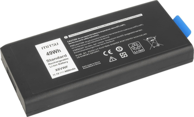 Батерија за лаптоп Mitsu X8VWF за Dell Latitude Rugged 5404 5414 7404 7414, 4400 mAh, 49 Wh, црна