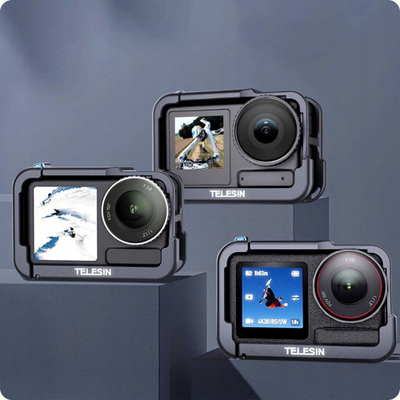 Kornizë mbrojtëse TELESIN për GoPro Hero 9 10 11 12 13, aliazh alumini, xhirim vertikal, e zezë