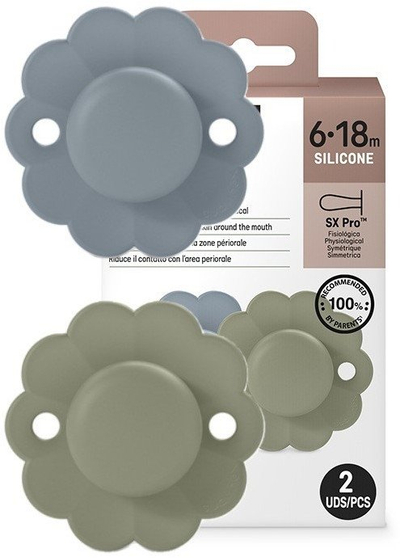 Qetësues silikoni Suavinex Wonder SX PRO, 6-18m, set 2 copë, blu dhe jeshile