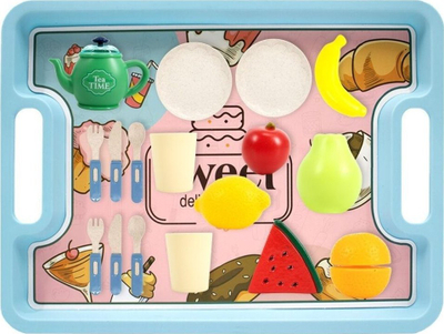 Set kuzhine lodër për kalamaj Kitchen Set, me enë, me fruta plastike, shumëngjyrësh